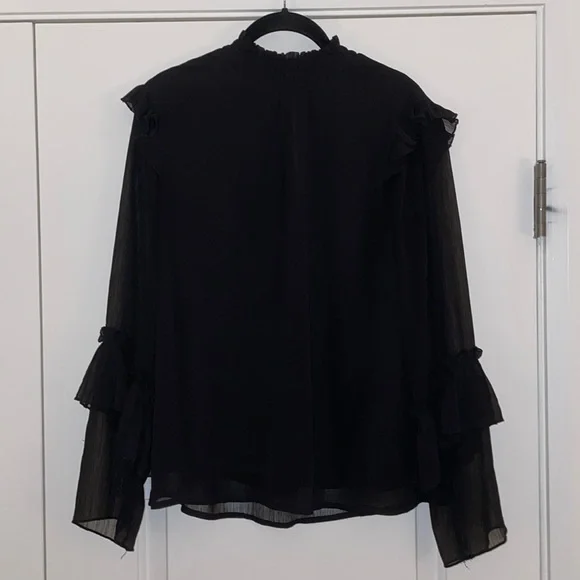 Bobeau Ruffle Sleeve Blouse - Size Small - Color Black - Picture 5 of 6